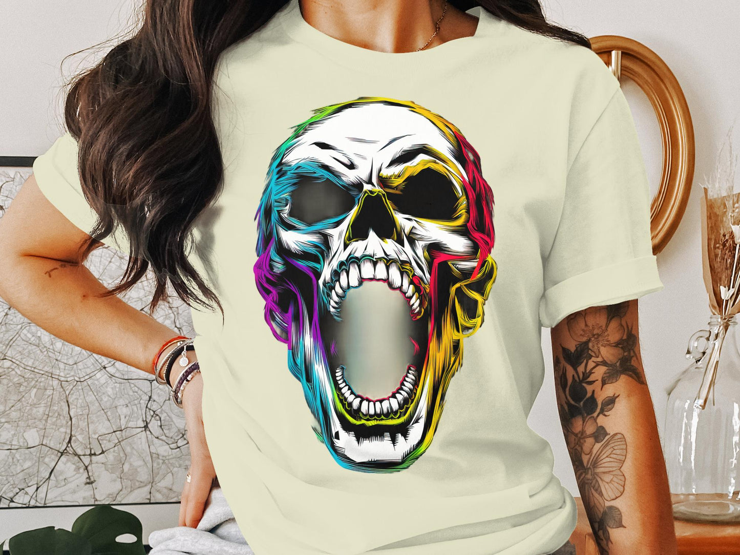 Neon Scream - Punk Horror Skull Tee