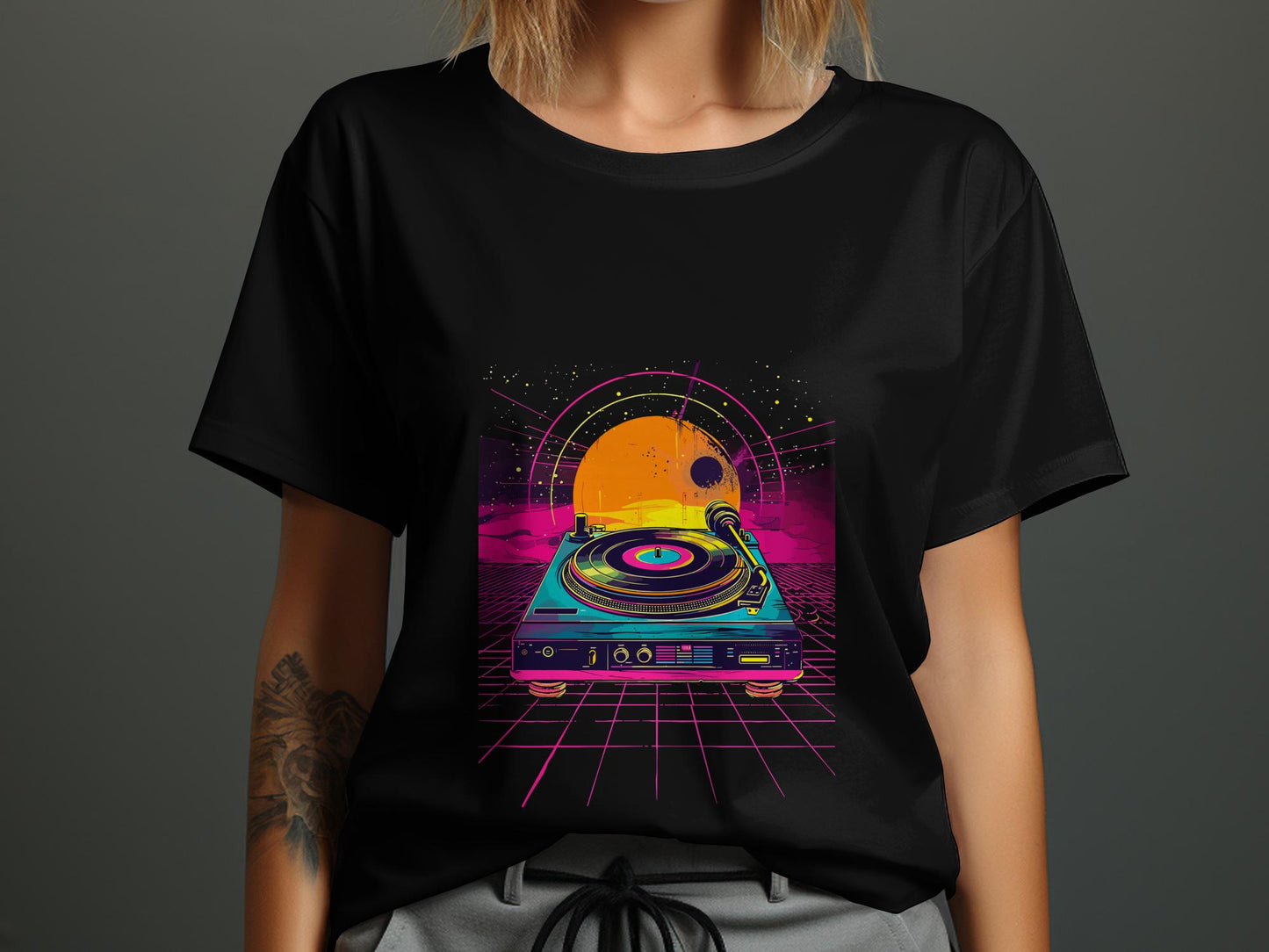 Vintage DJ Turntable Tee - Classic Technics 1200 Style