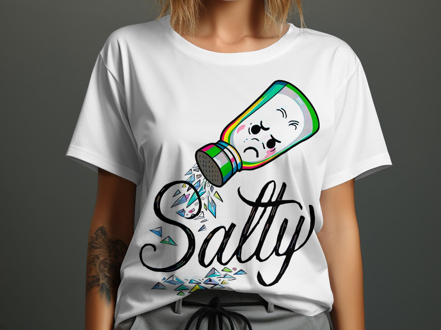 Feeling Salty - Cartoon Salt Shaker Emotion Tee