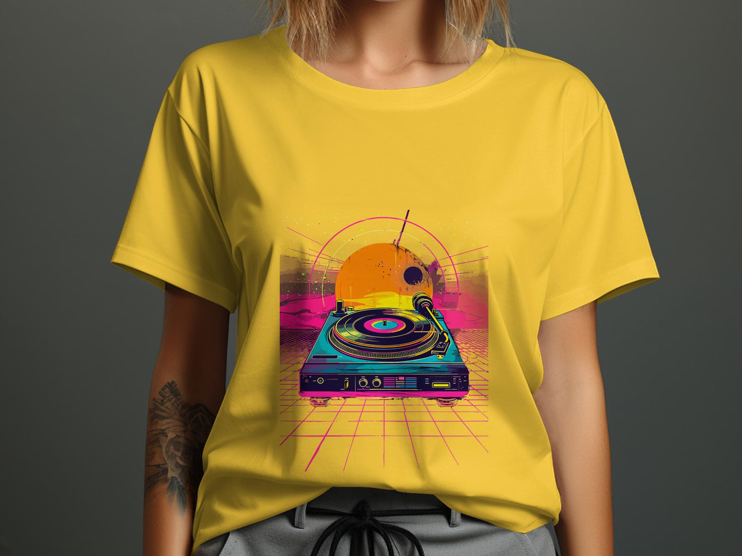 Vintage DJ Turntable Tee - Classic Technics 1200 Style