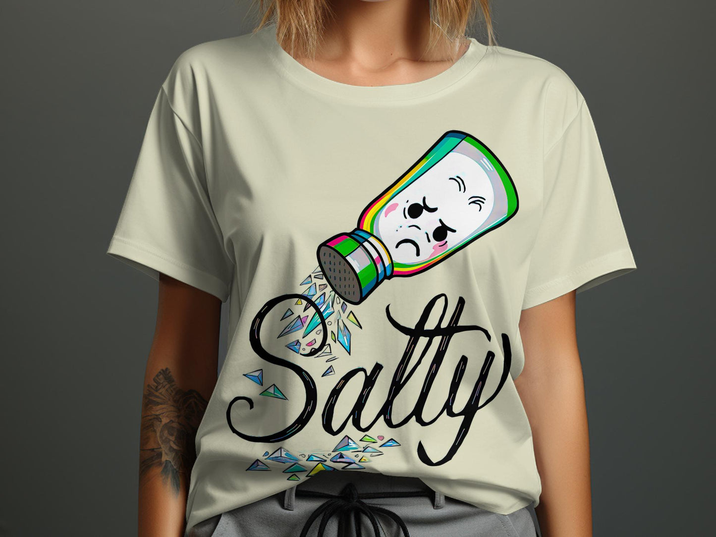 Feeling Salty - Cartoon Salt Shaker Emotion Tee