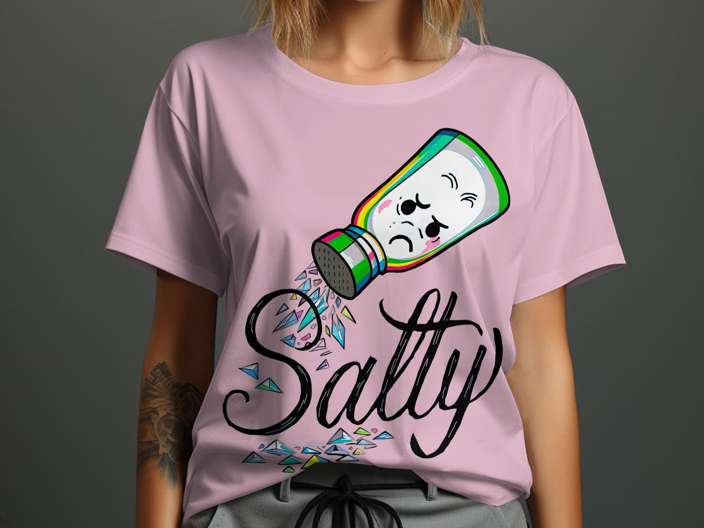 Feeling Salty - Cartoon Salt Shaker Emotion Tee