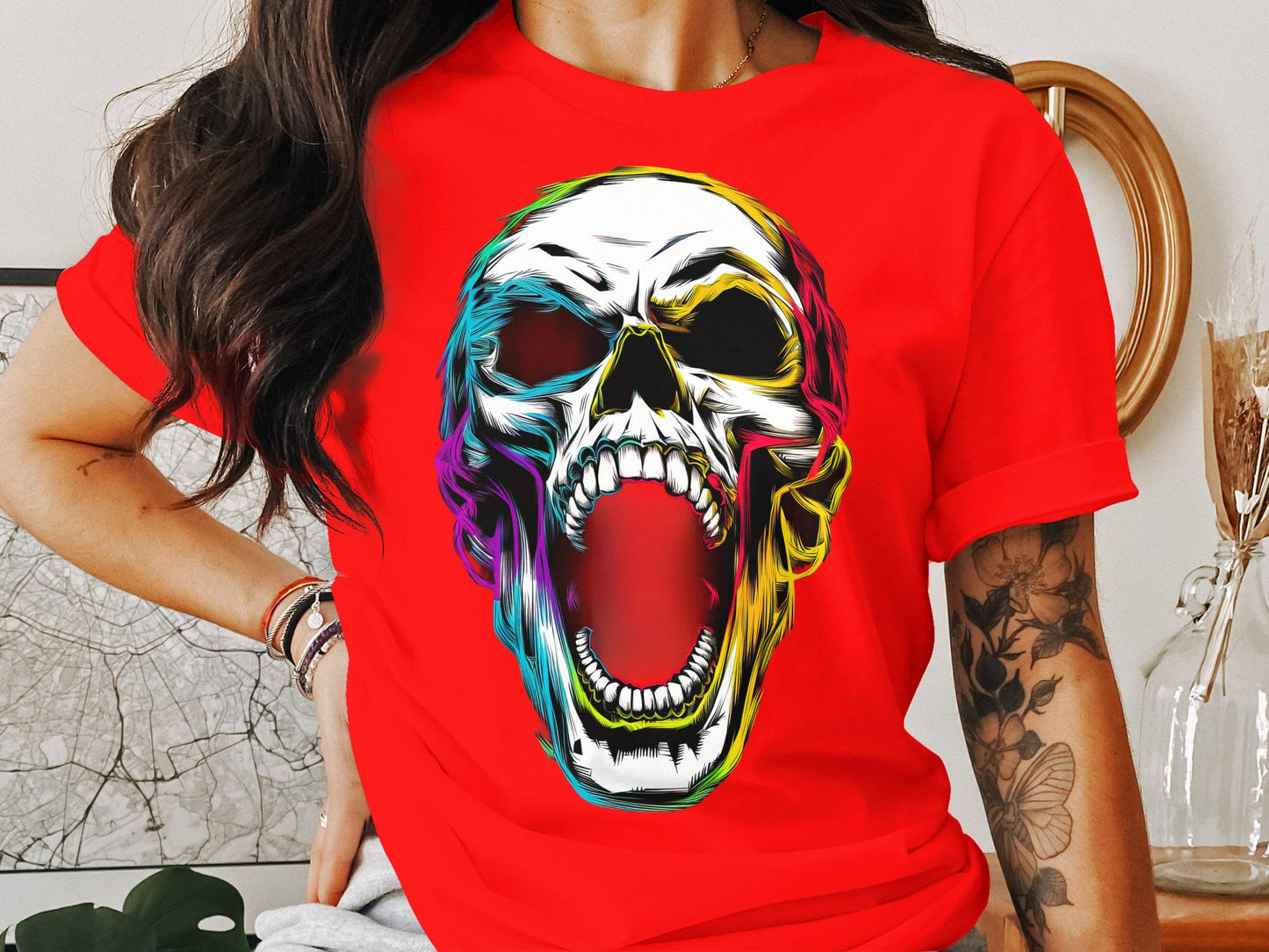 Neon Scream - Punk Horror Skull Tee