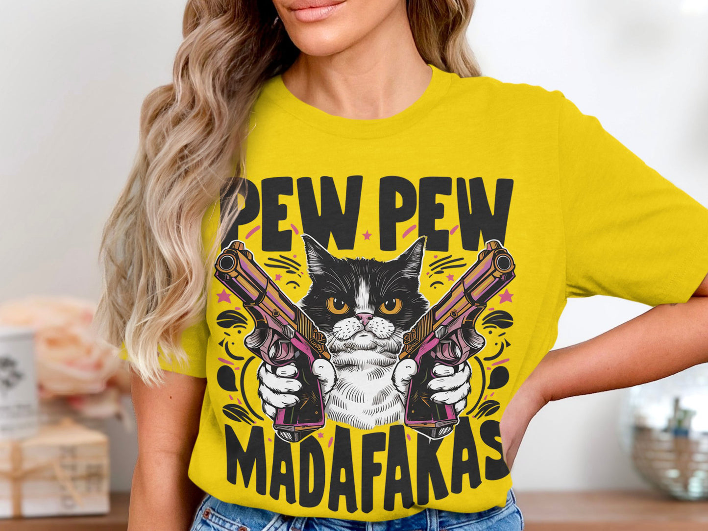 Pew Pew Madafakas - Fierce Feline Tee with Attitude