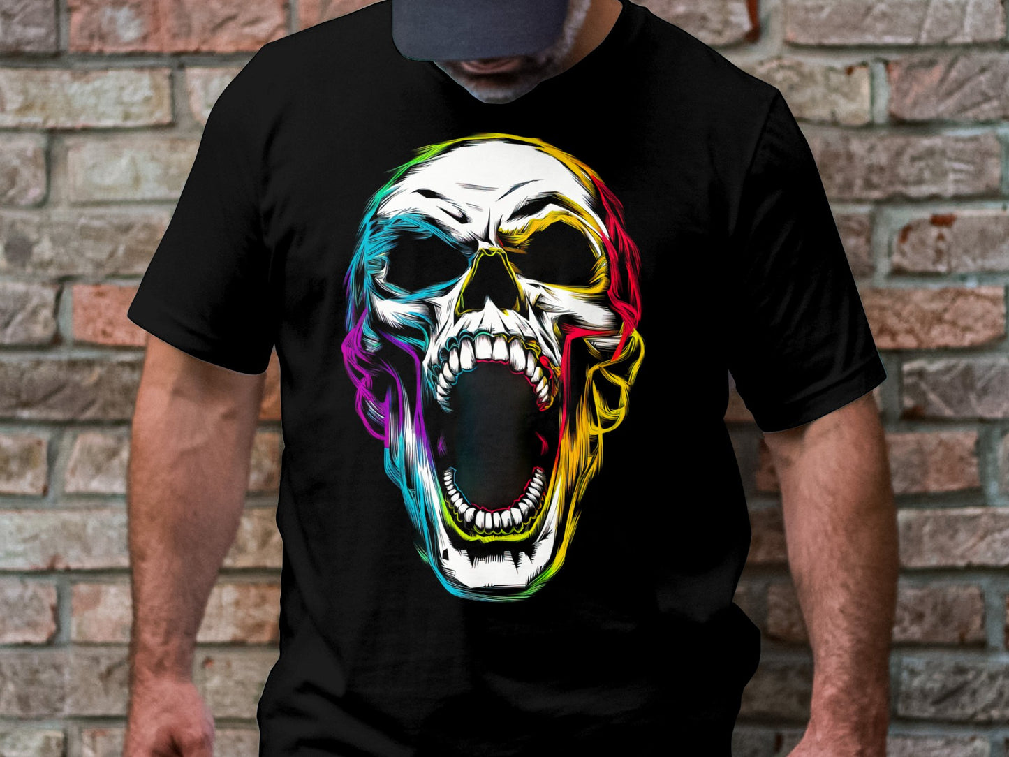 Neon Scream - Punk Horror Skull Tee