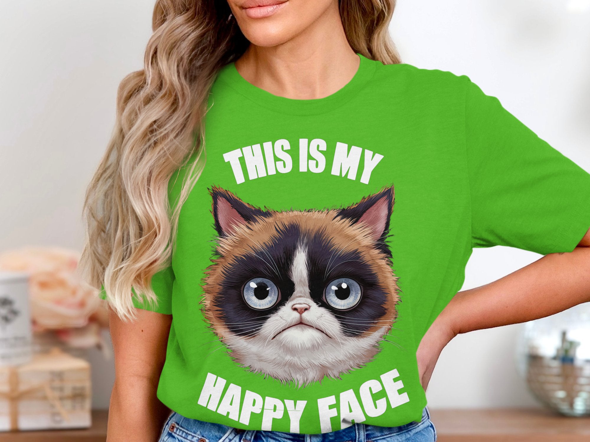 Grumpy Cat Happy Face Tee Hilarious and Cute