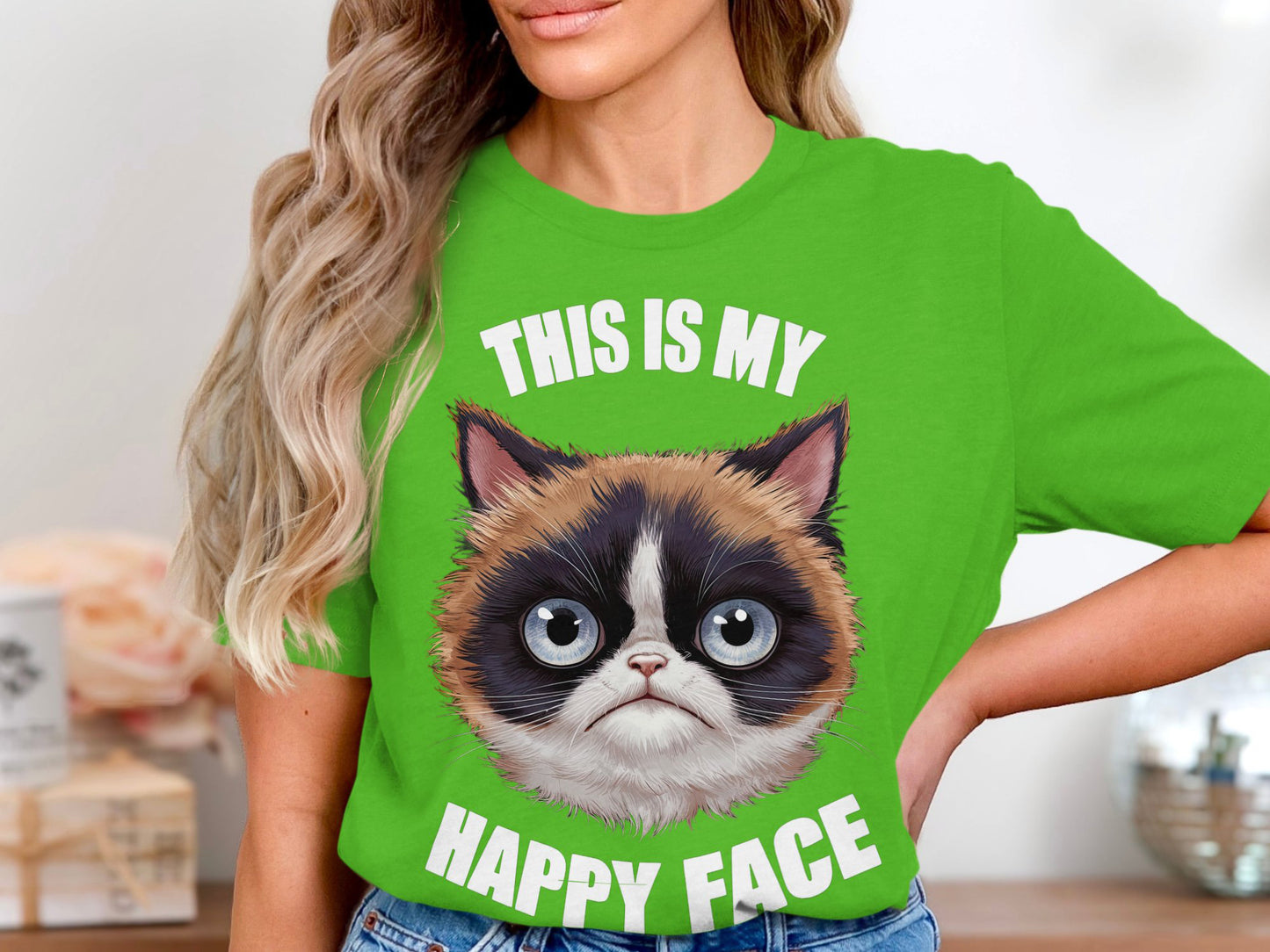 Grumpy Cat 'Happy Face' Tee - Hilarious and Cute!