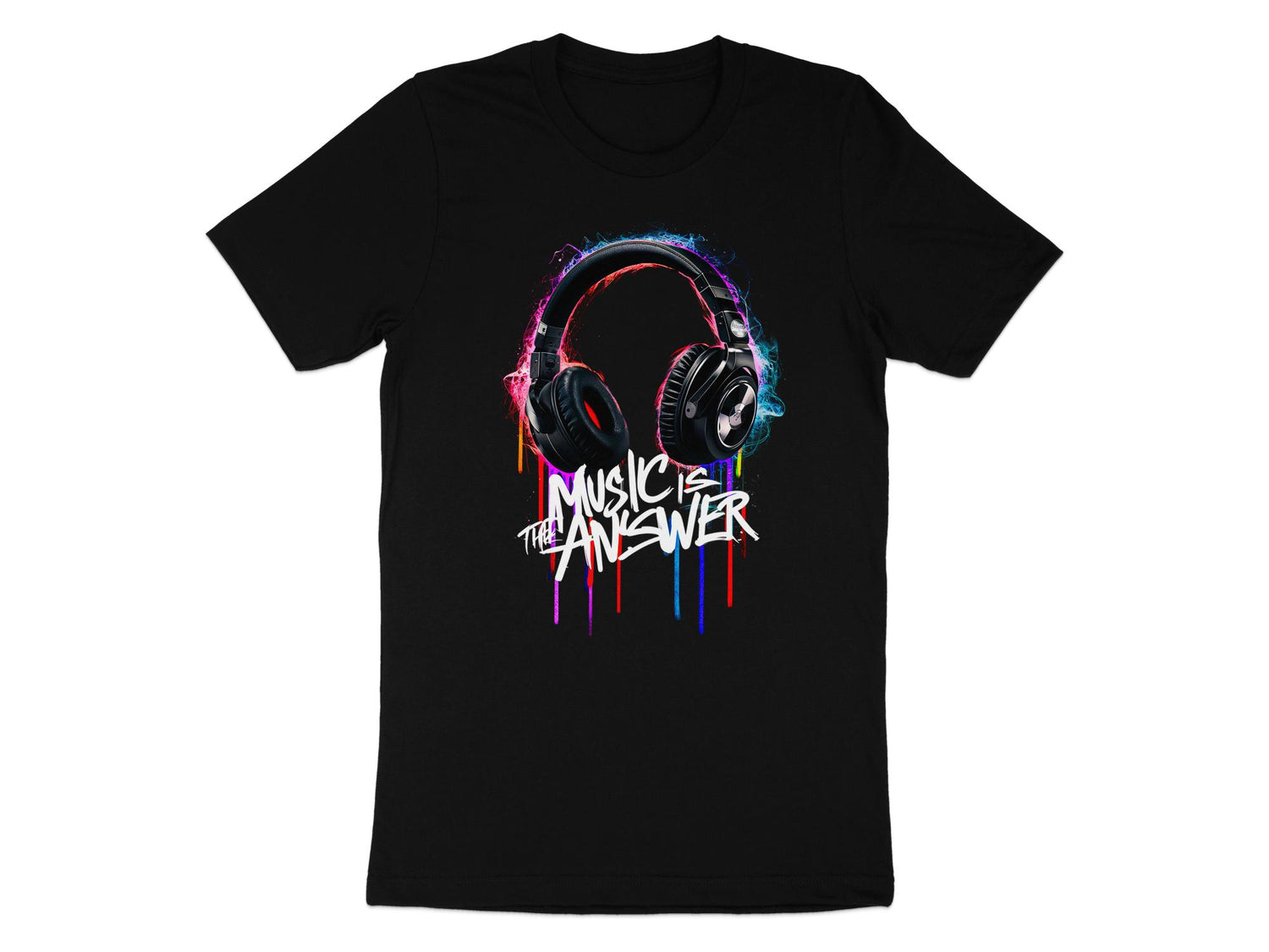 DJ Headphones - 'Music Is The Answer' Graffiti Headphones Tee