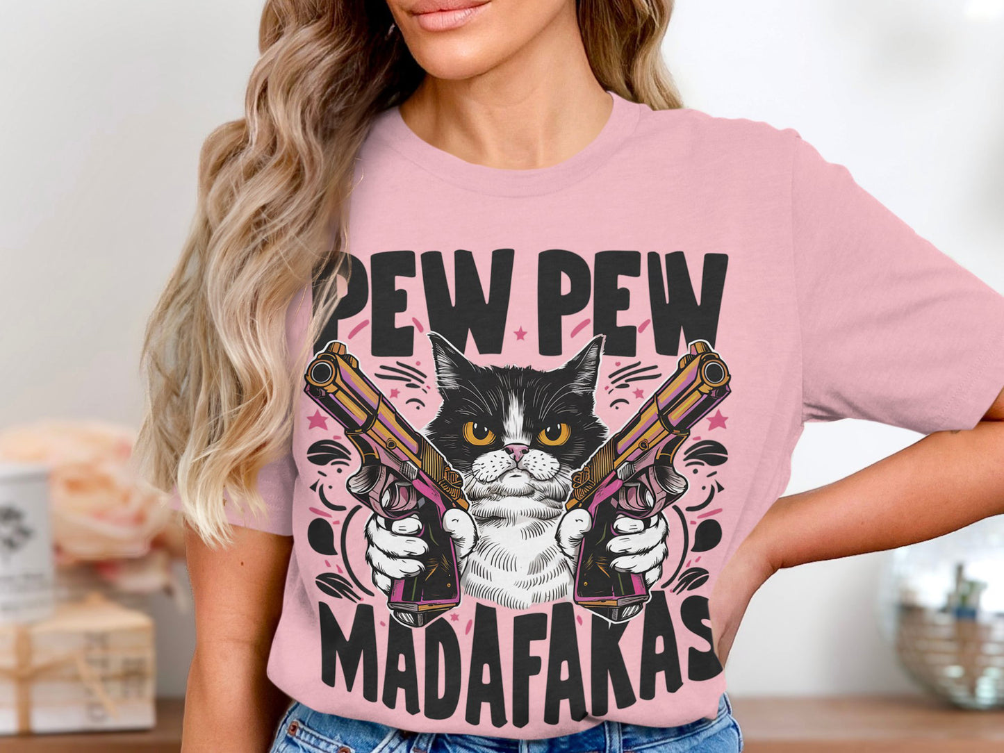 Pew Pew Madafakas - Fierce Feline Tee with Attitude