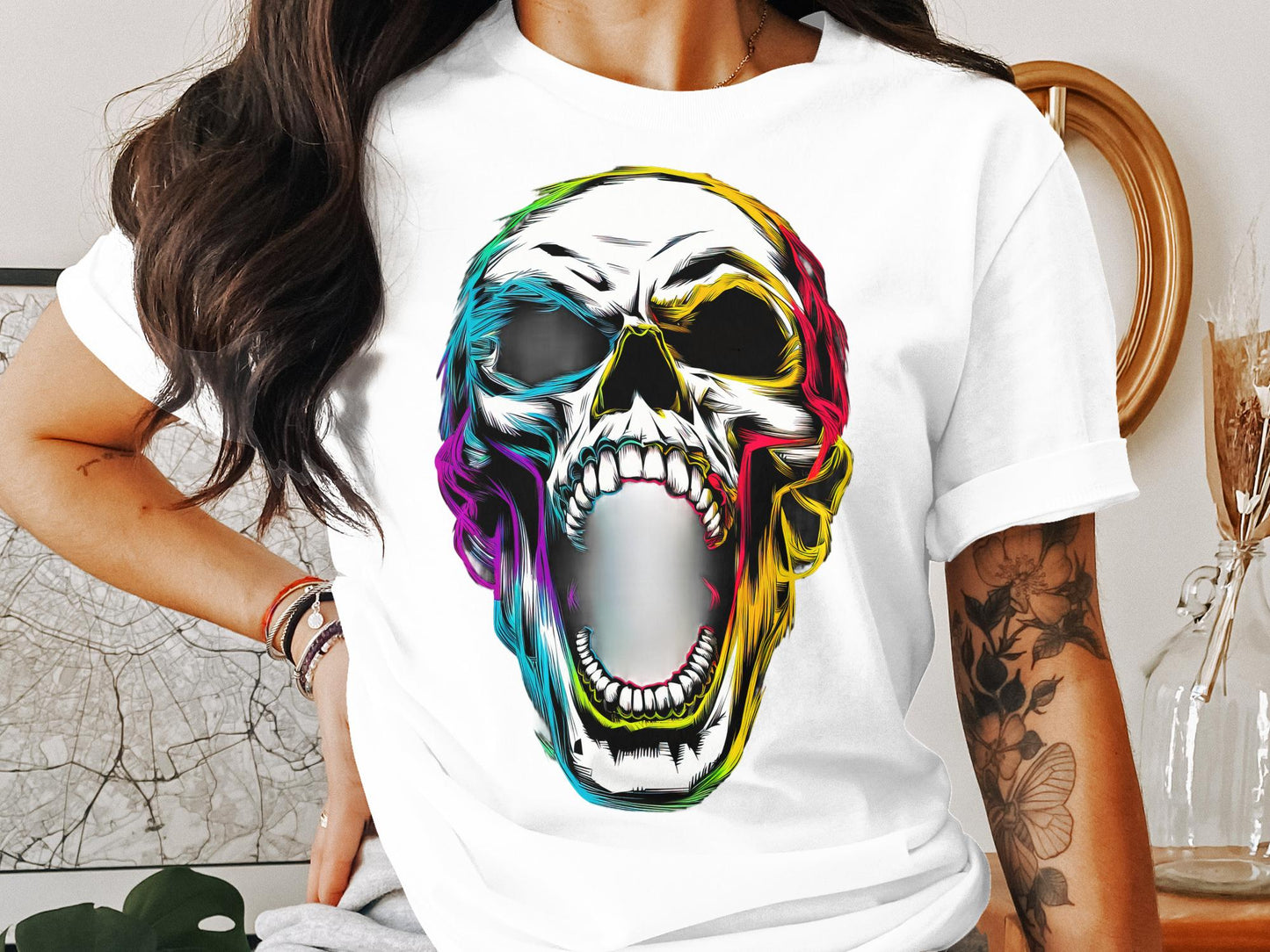 Neon Scream - Punk Horror Skull Tee