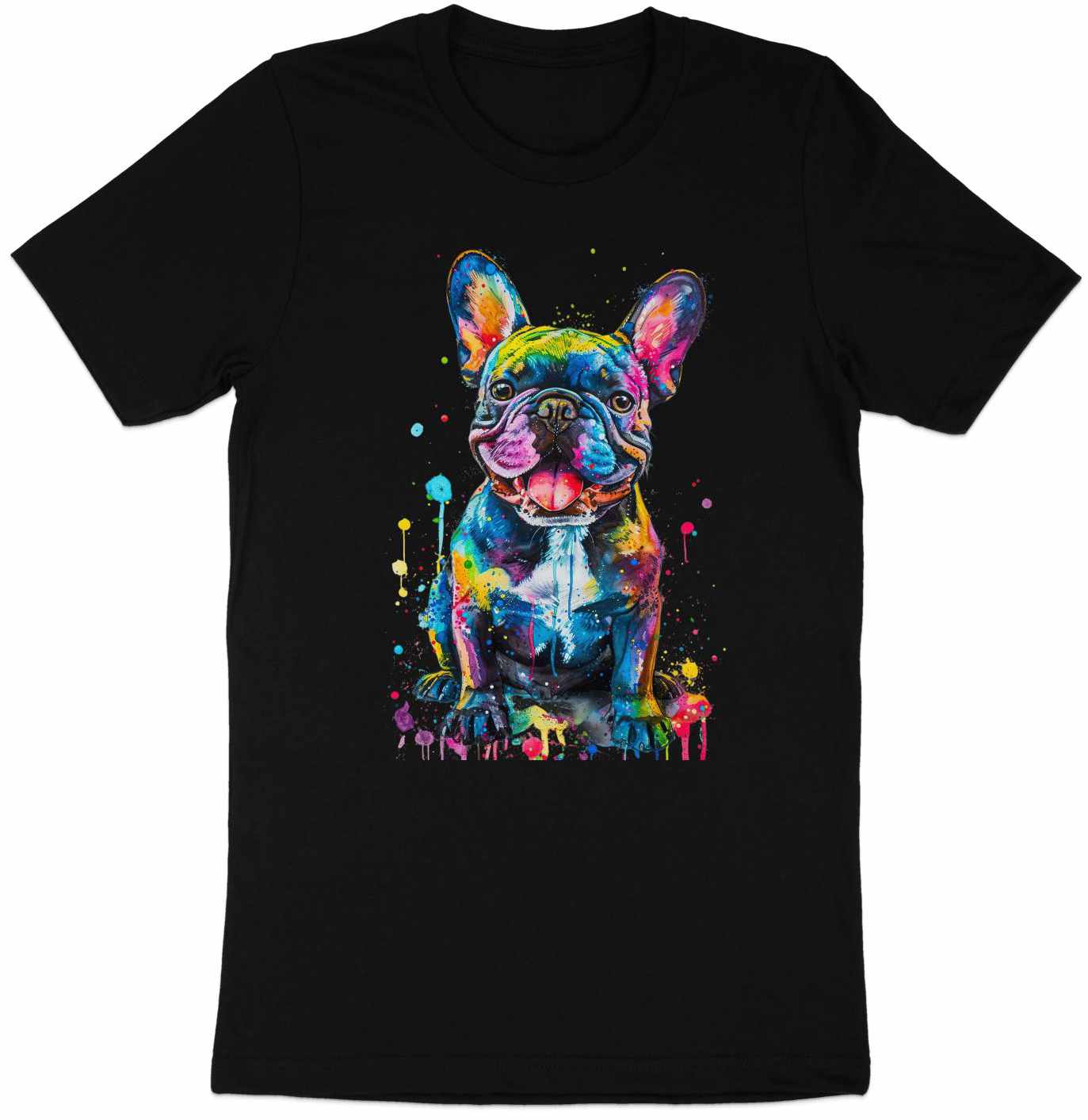 Color Splash French Bulldog Graphic Tee - Vibrant and Playful Design