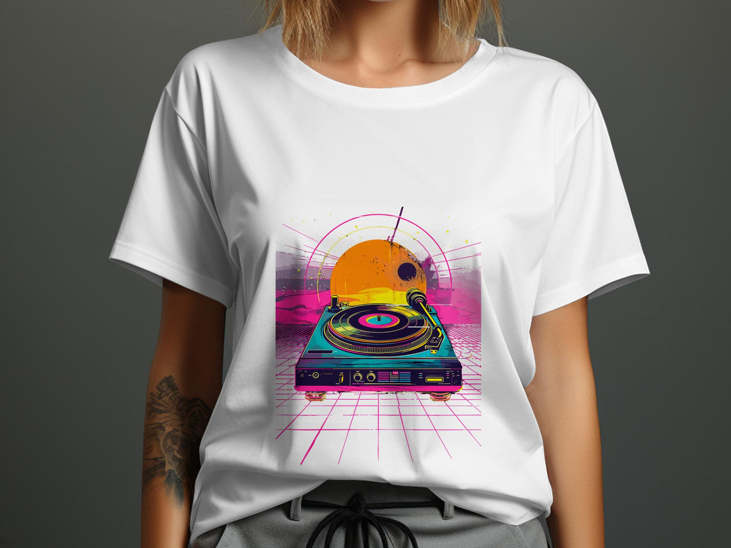 Vintage DJ Turntable Tee - Classic Technics 1200 Style