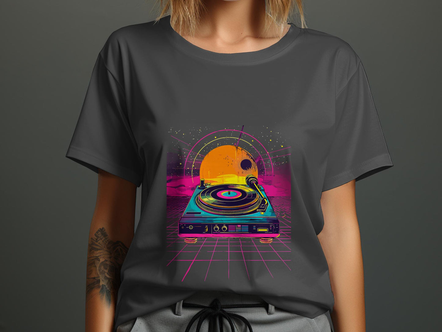 Vintage DJ Turntable Tee - Classic Technics 1200 Style