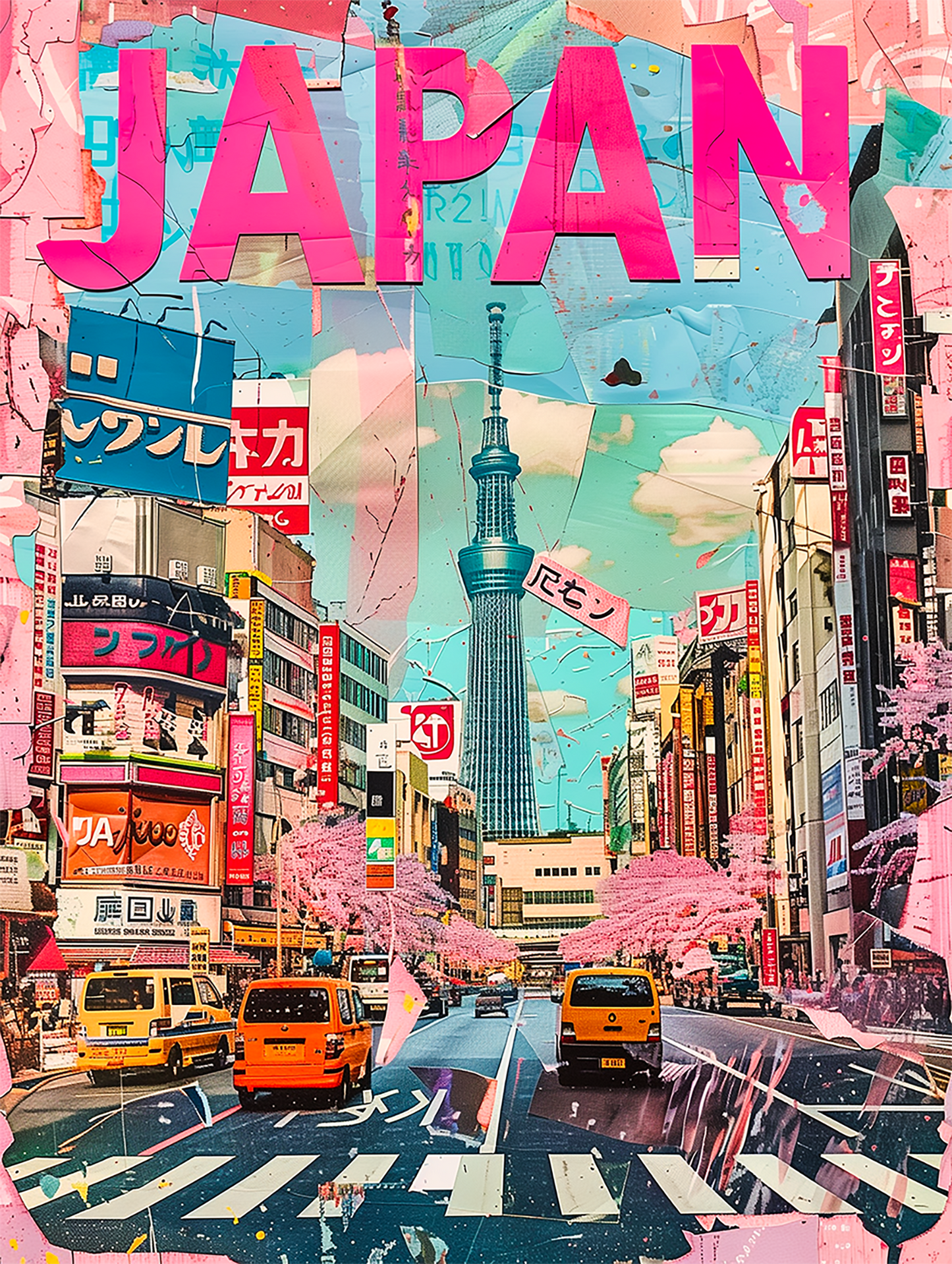 Tokyo Streetscape - Vibrant Japan Collage Tee