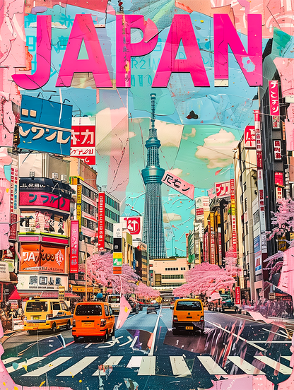 Tokyo Streetscape - Vibrant Japan Collage Tee